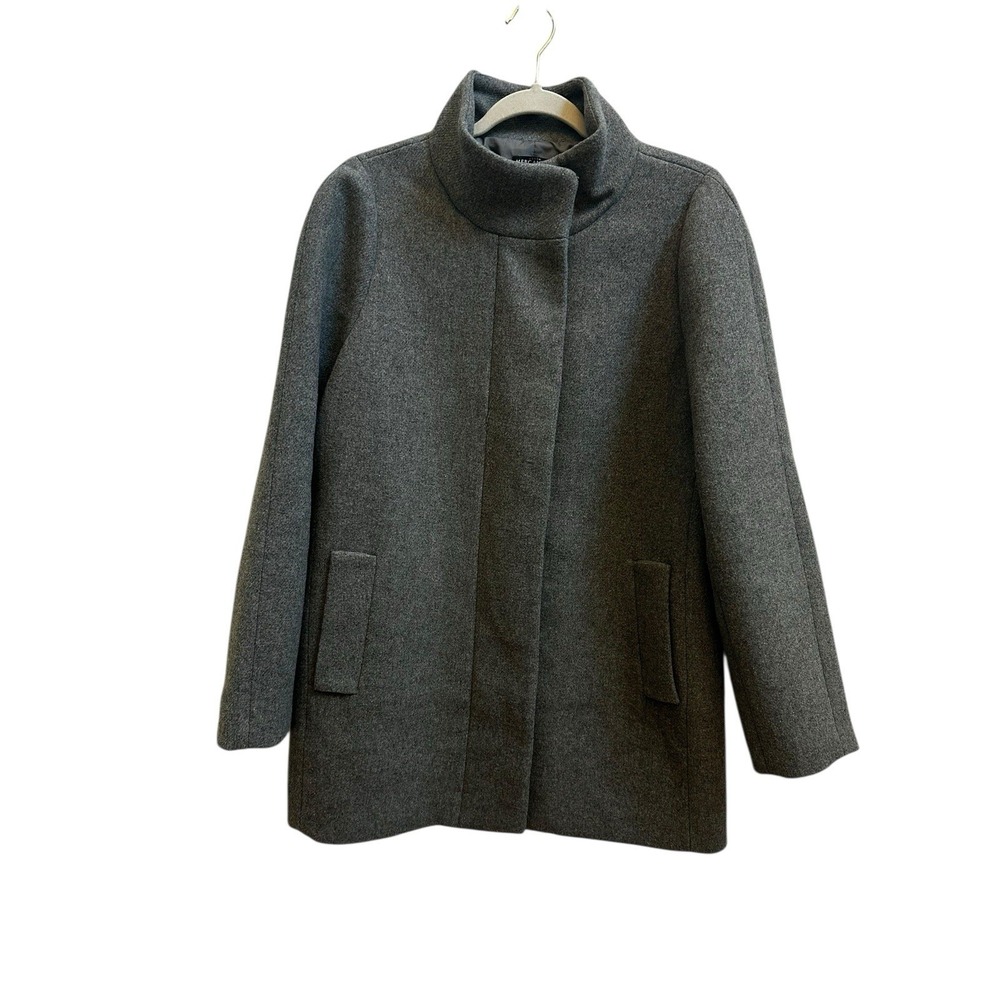 J. Crew Mercantile City Coat Gray Wool Blend Mock Neck Zip Trench Women's‎ Sz 10